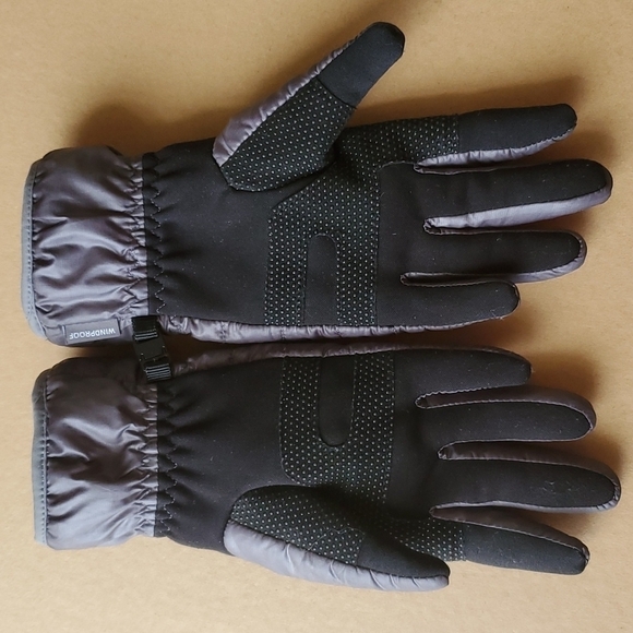 HEAD  black / gray windproof gloves Size small sherpa like lining . EUC - Picture 3 of 12